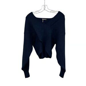 BTFBM Womens Crisscross Front Sweater Long Sleeve Blue Size Small New